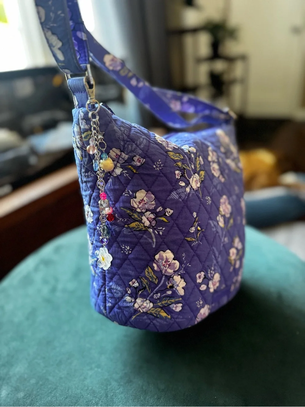 Vera Bradley Quilted Floral Shoulder Bag in Purple